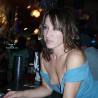 Braless Bar - Brunette Hair, Flashing, Long Hair, Small Tits